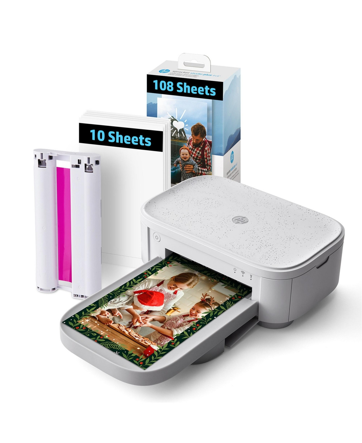 Hp Sprocket Studio Plus 4x6 Wireless Instant Photo Printer – 118 Sheets & Cartridge Bundle - White | Macy's
