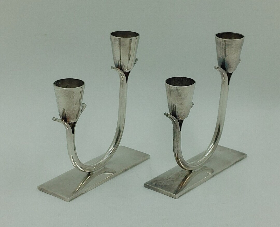Vintage Silver Plate Tulip Candle Holders | Etsy (US)