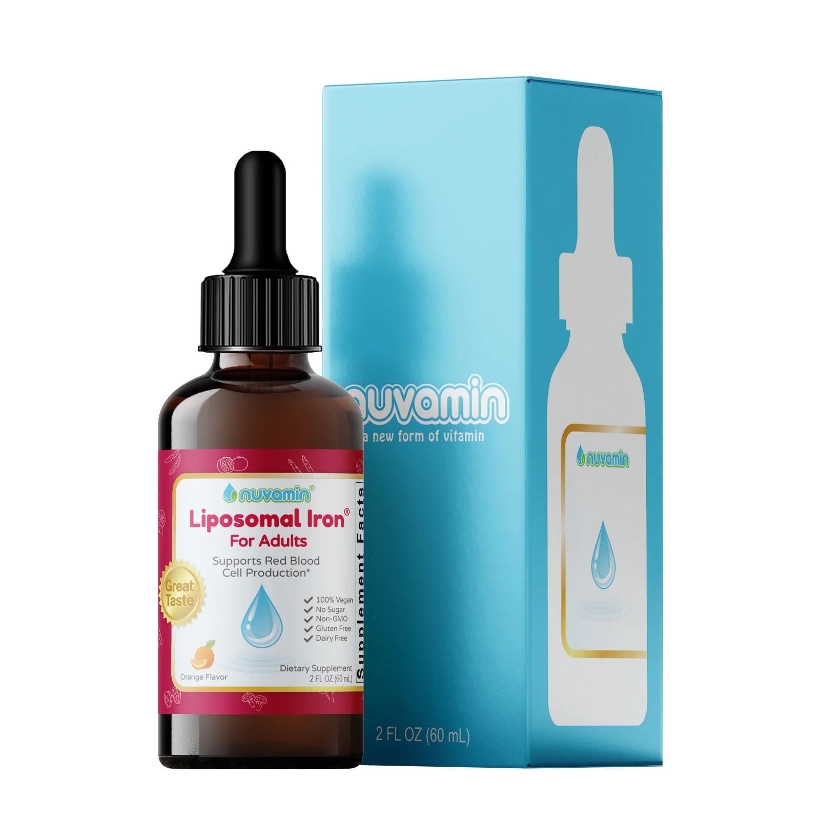 Nuvamin – Liquid Iron Drops for Women, Adults, Pregnant, Lactating, 2Fl.Oz (60ml), 60 Daily Ser... | Walmart (US)