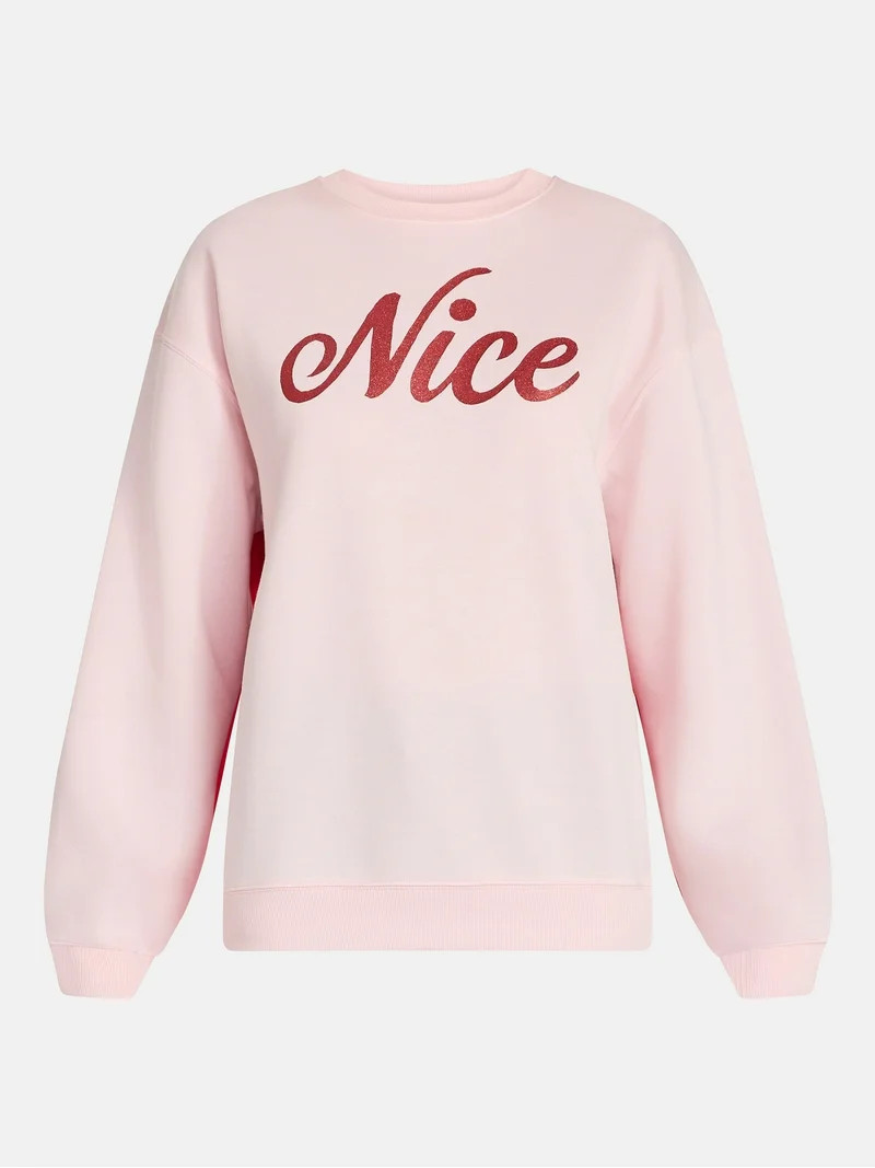 Christmas Women's Naughty and Nice Graphic Fleece Sweatshirt, Sizes XXS-XXL | Walmart (US)