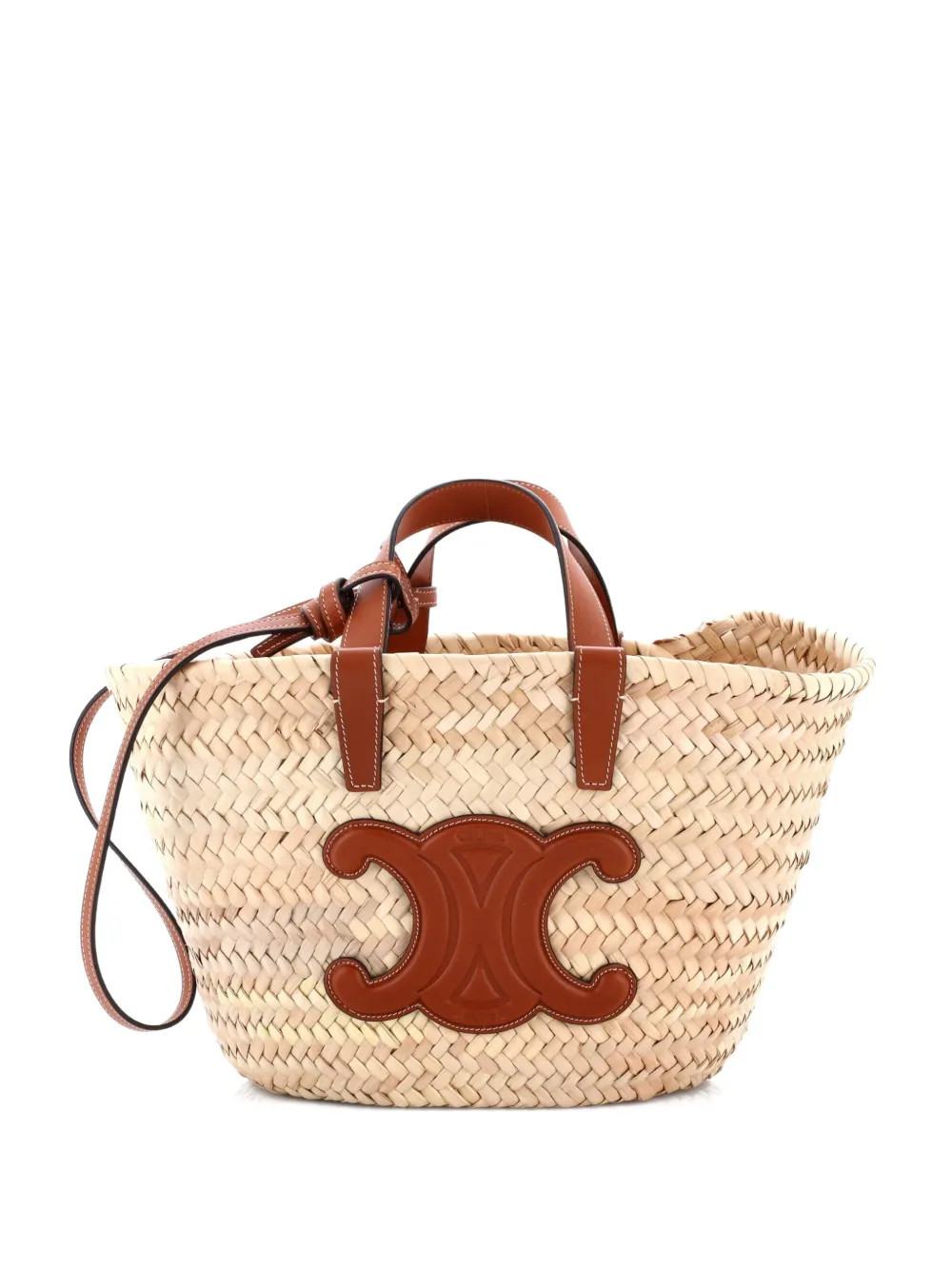 Celine Pre-Owned Classic Panier Basket Raffia and Leather Teen tote bag - Brown | Farfetch Global