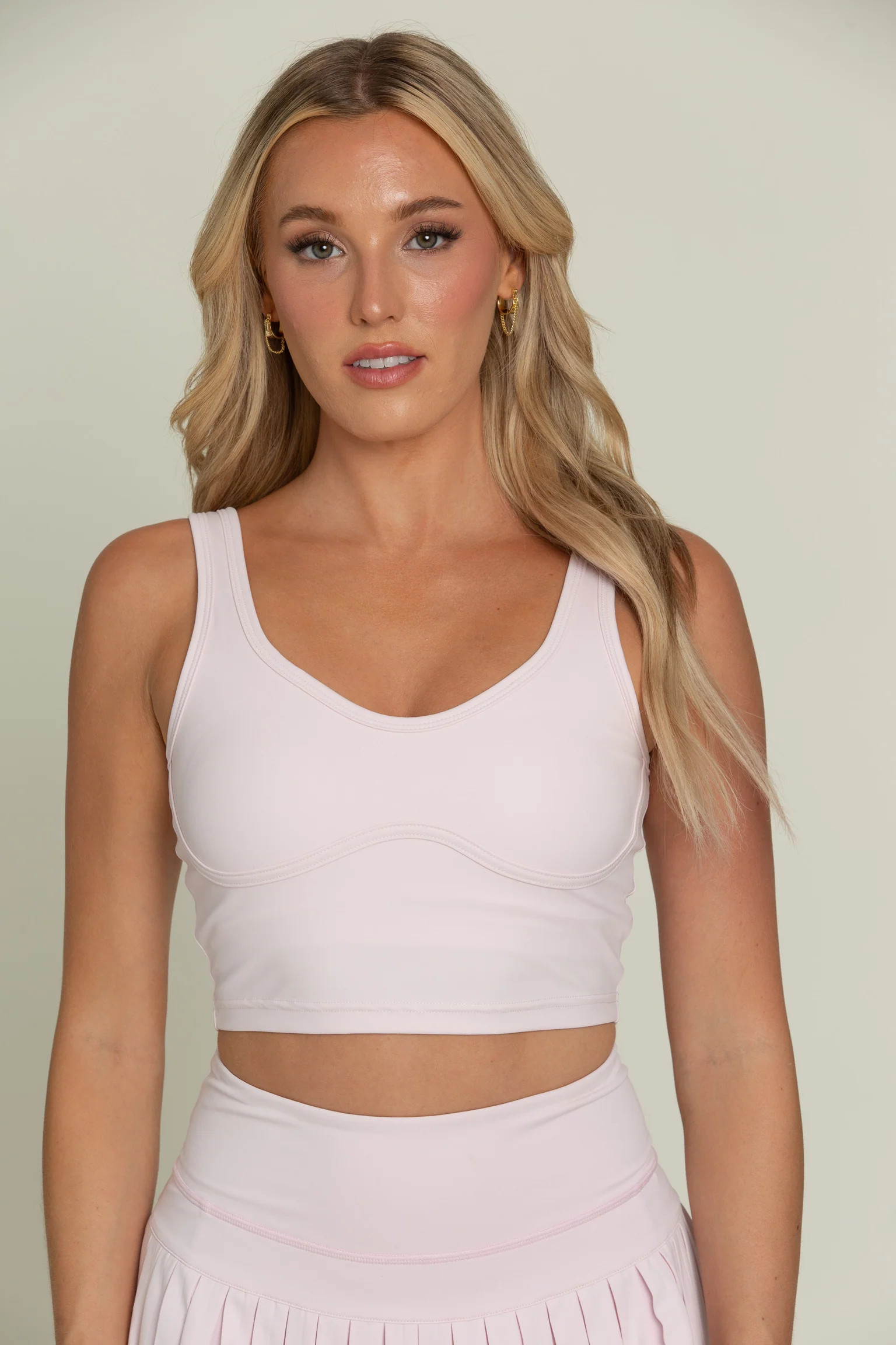 Pearl Pink Lined Crop Bra Top | Gold Hinge