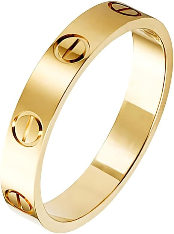Love Ring 18k Titanium Steel Wedding Band Promise Ring Jewelry Best Birthday Gifts for Womens and Gi | Amazon (US)