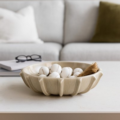 Modern Decorative Pottery Bowl for Coffee Table Decor - Stylish Centerpiece Table Decorations or Entryway for Home Decor Accents -5", Taupe | Target