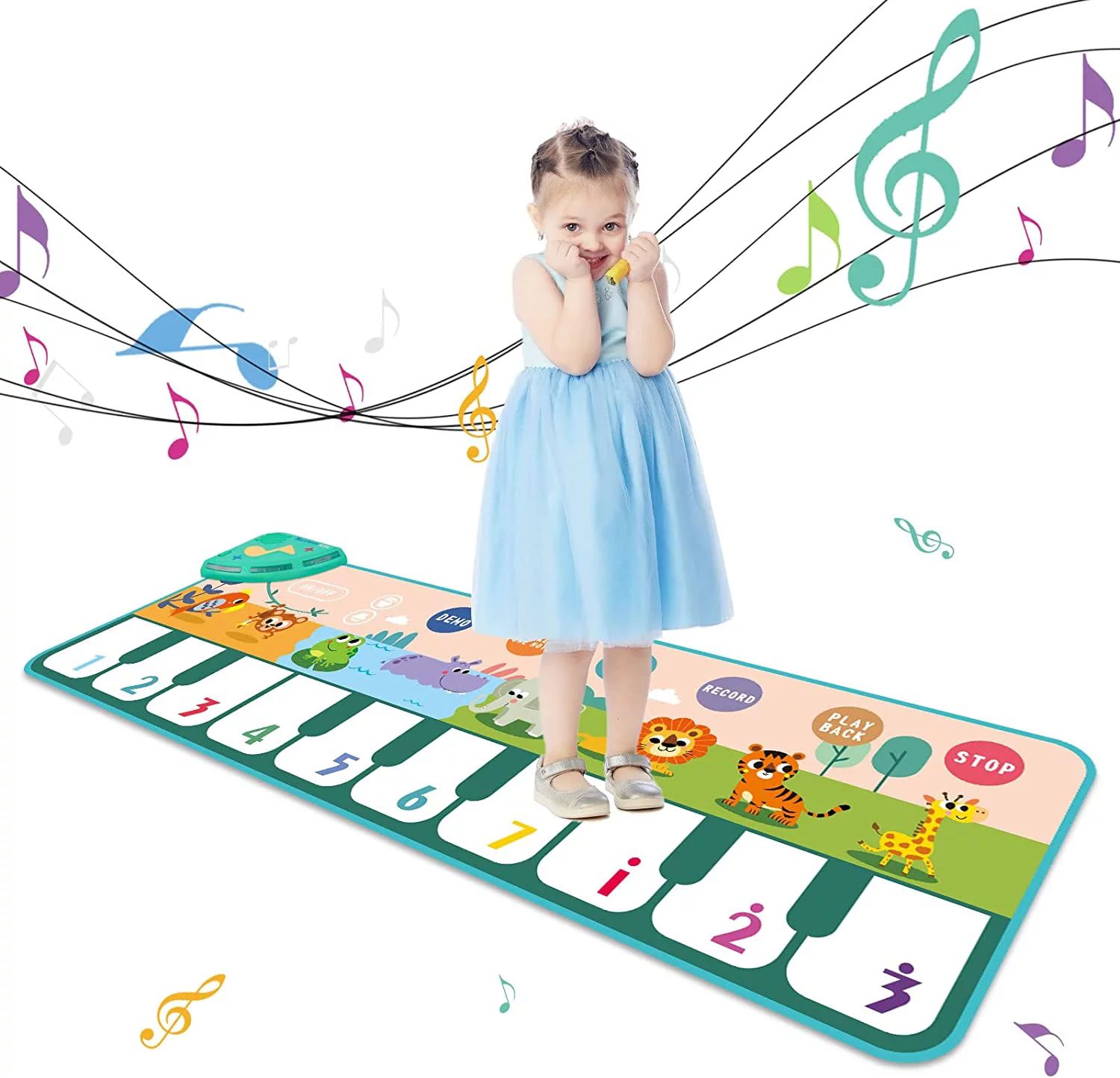 LAYADO Piano Mat for Kids, Floor 17 Keyboards Music Dance Playmat Musical Play Mat Portable Early... | Walmart (US)