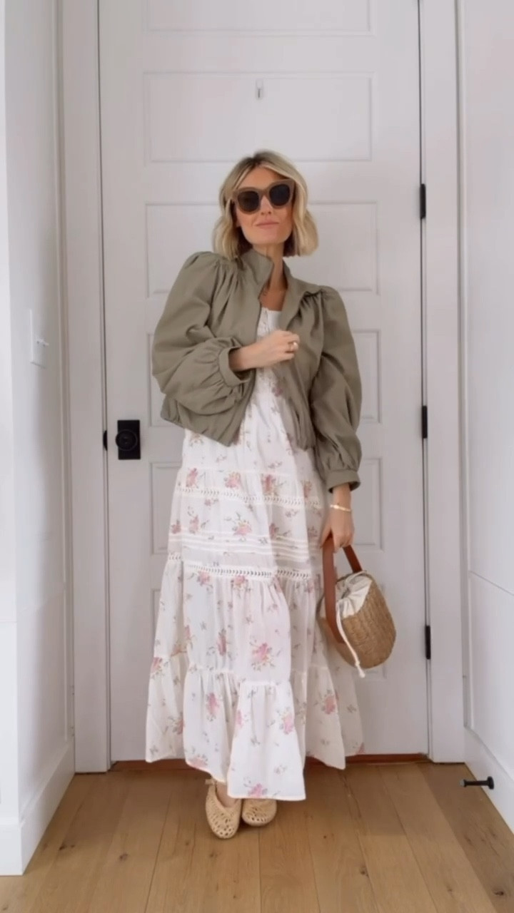An easy spring outfit idea! I have been styling this green jacket so many ways! Such a great lightweight layer to have! Love this floral dress too! Wearing S in jacket & XS in dress!

Loverly Grey, Target, spring jacket, sling dress, summer dress, floral dress, baby shower dress, raffia shoes, ballet flats 

#LTKSeasonal