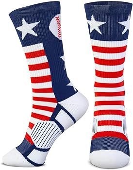 ChalkTalkSPORTS Baseball Athletic Mid-Calf Socks | Red White & Blue Socks | Youth & Adult Sizes | Amazon (US)