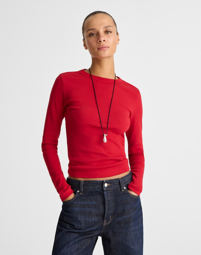 The '90s Long-Sleeve Tee in Compact Cotton | Madewell