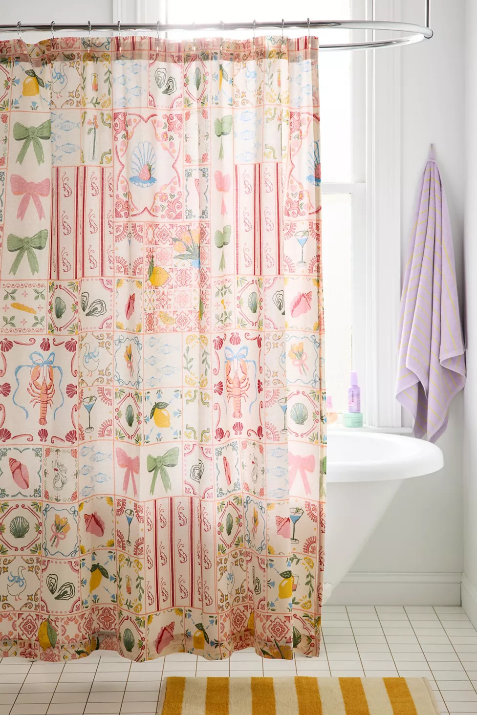 Porto Tile Pattern Shower Curtain | Urban Outfitters (US and RoW)