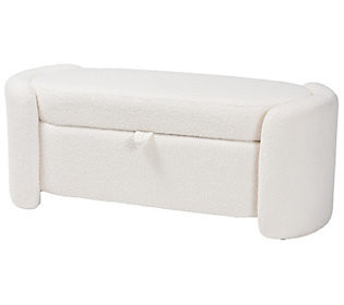 Oakes Boucle Upholstered Storage Bench | QVC