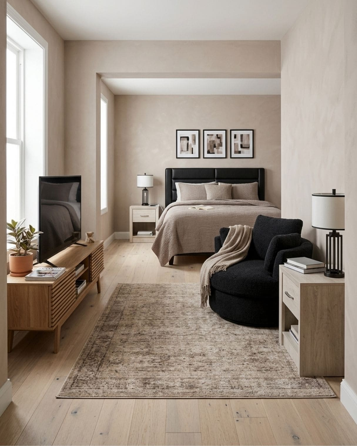 Modern Neutral Small Studio Apartment Design With Dark Headboard

#bedroomdesign #studioapartmentdecor #bedroomdecor #studioapartment #bedroomideas

The mood board features furniture & decor from Wayfair and Amazon. The mockup is an approximation of how this mood board design could look in a home.

#LTKHome