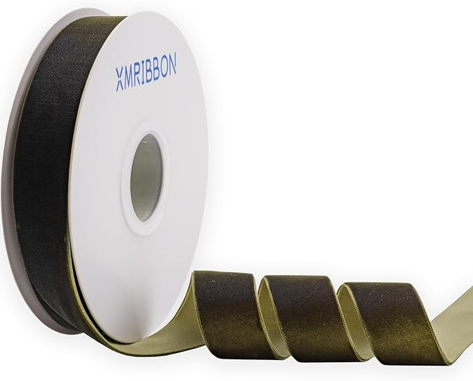 Olive Green Velvet Ribbon Single Sided,1 Inch by 10 Yards Spool | Amazon (US)