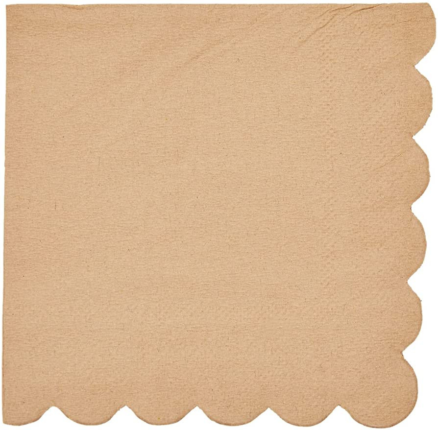 100 Pack Kraft Brown Cocktail Napkins with Scalloped Edges for Party Supplies (5x5 In) | Amazon (US)