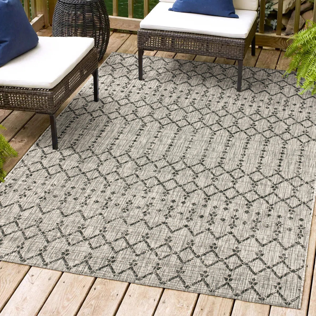 Crompton Moroccan Geometric Textured Weave Indoor/Outdoor Rug | Wayfair North America