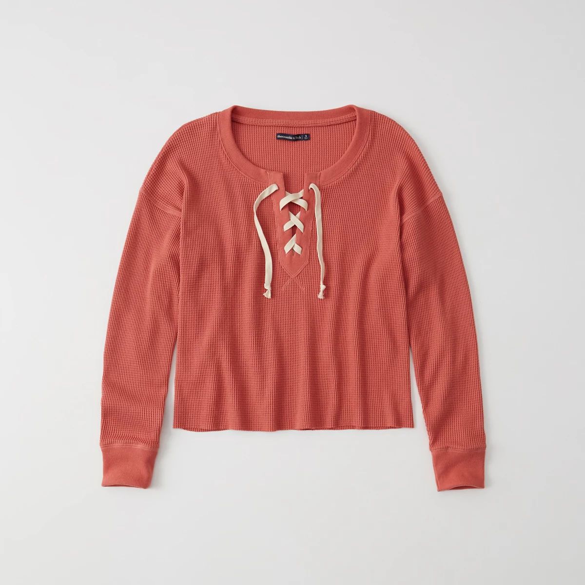 Waffle Lace-Up Top | Abercrombie & Fitch US & UK