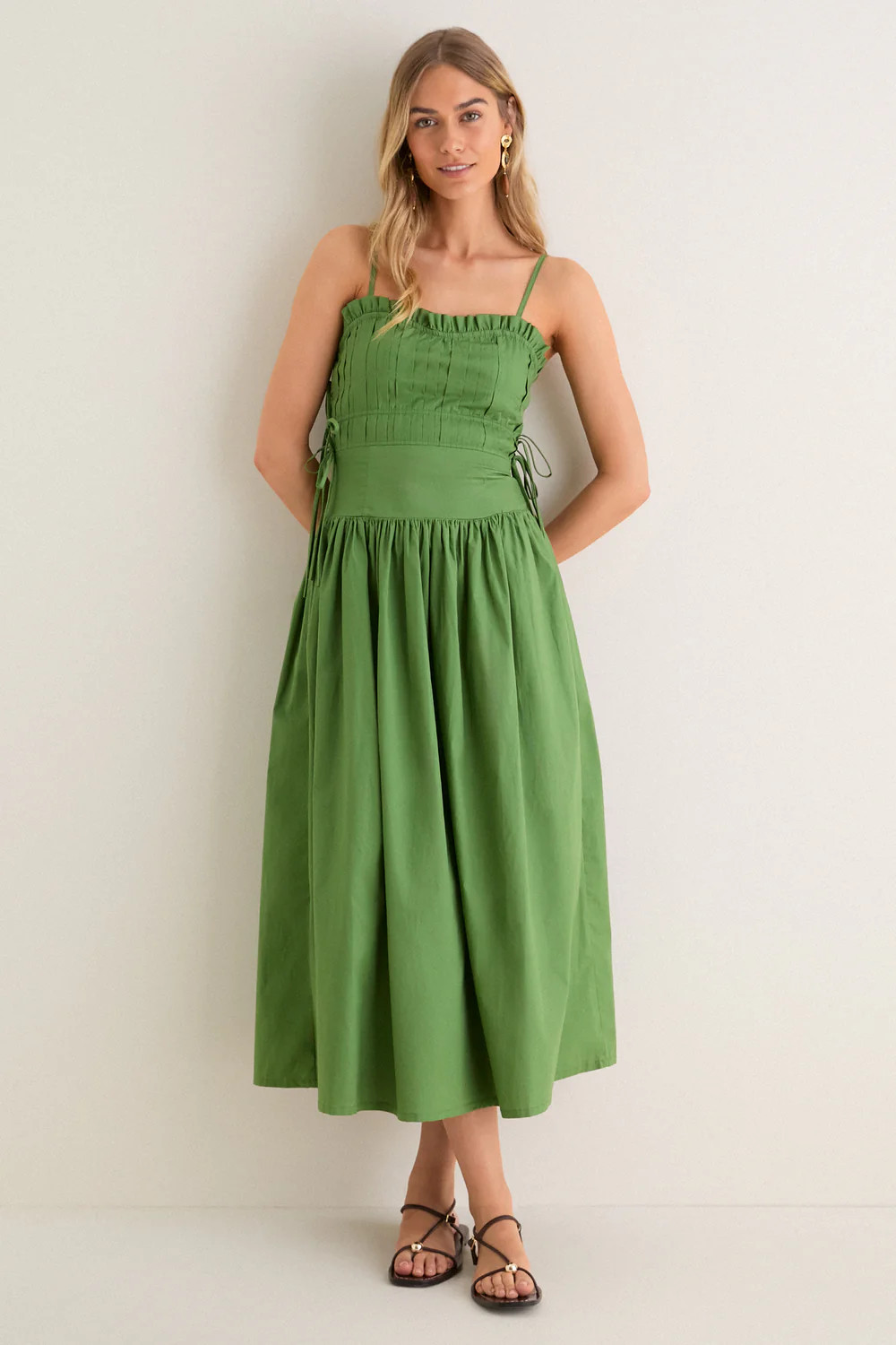 Green Tie Midi Dress | Tuckernuck (US)