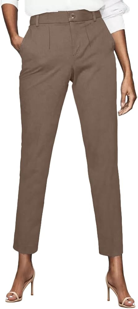 Women's Dress Pants High Stretch Straight Leg Black Pants for Work Business Casual with Pockets | Amazon (US)