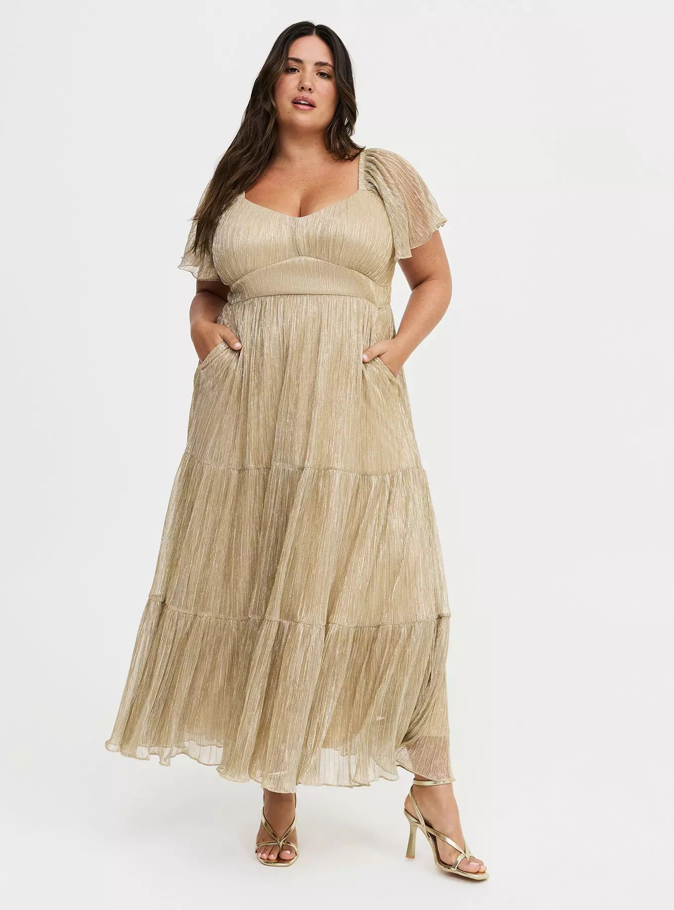 Glitter Flutter Sleeve Maxi Dress | Torrid (US & Canada)