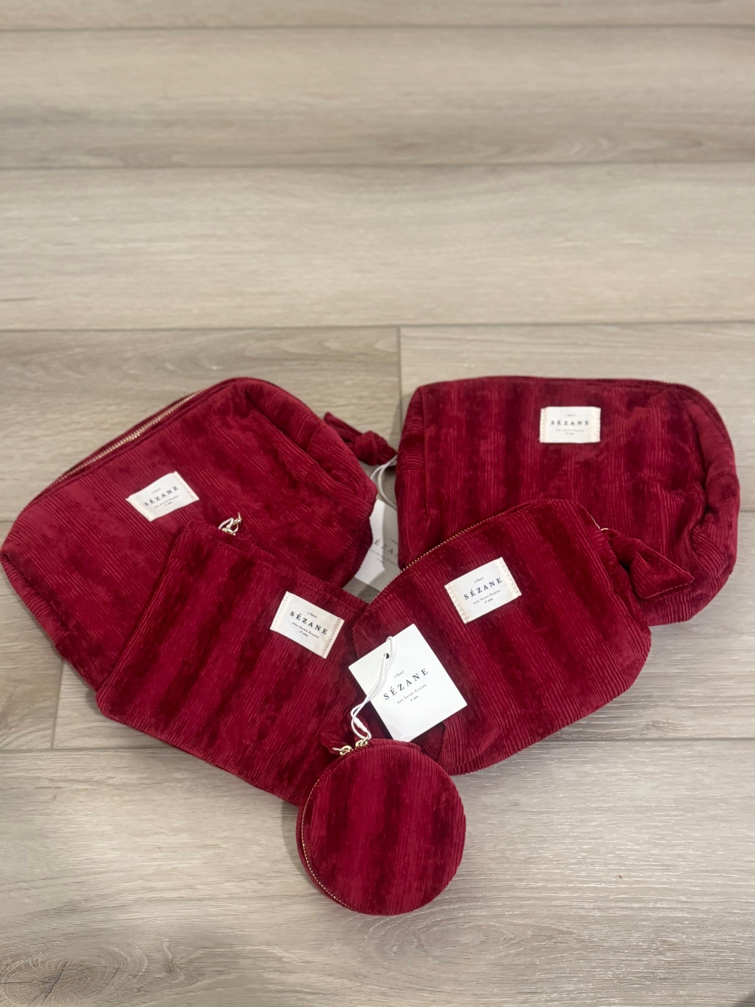 A matching corduroy velvet toiletry set? Say no more.