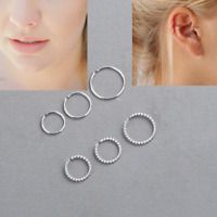 Details about   Pair Piercing Solid 925 Sterling Silver Hinged Hoop Sleeper Earrings Nose Ring | eBay UK