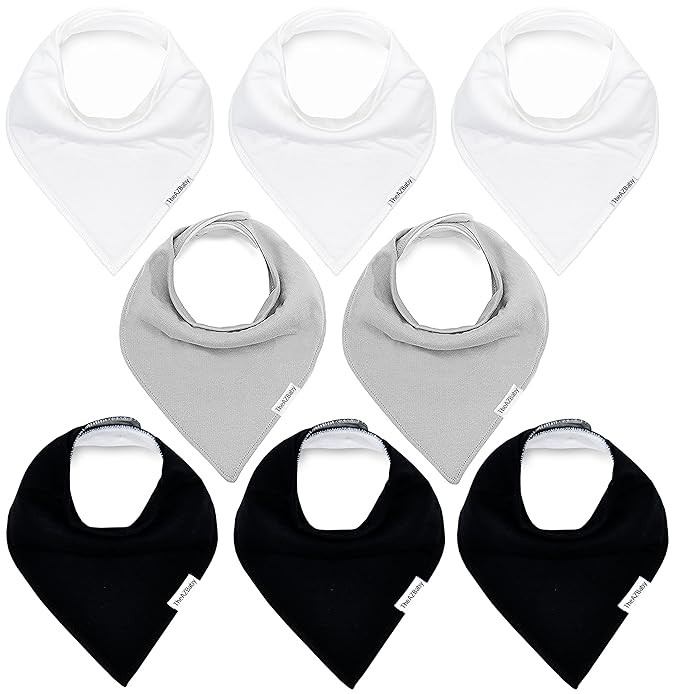 Baby Bandana Drool Bibs for Boys and Girls, Organic Plain White, Black and Basic Grey, Unisex 8 P... | Amazon (US)