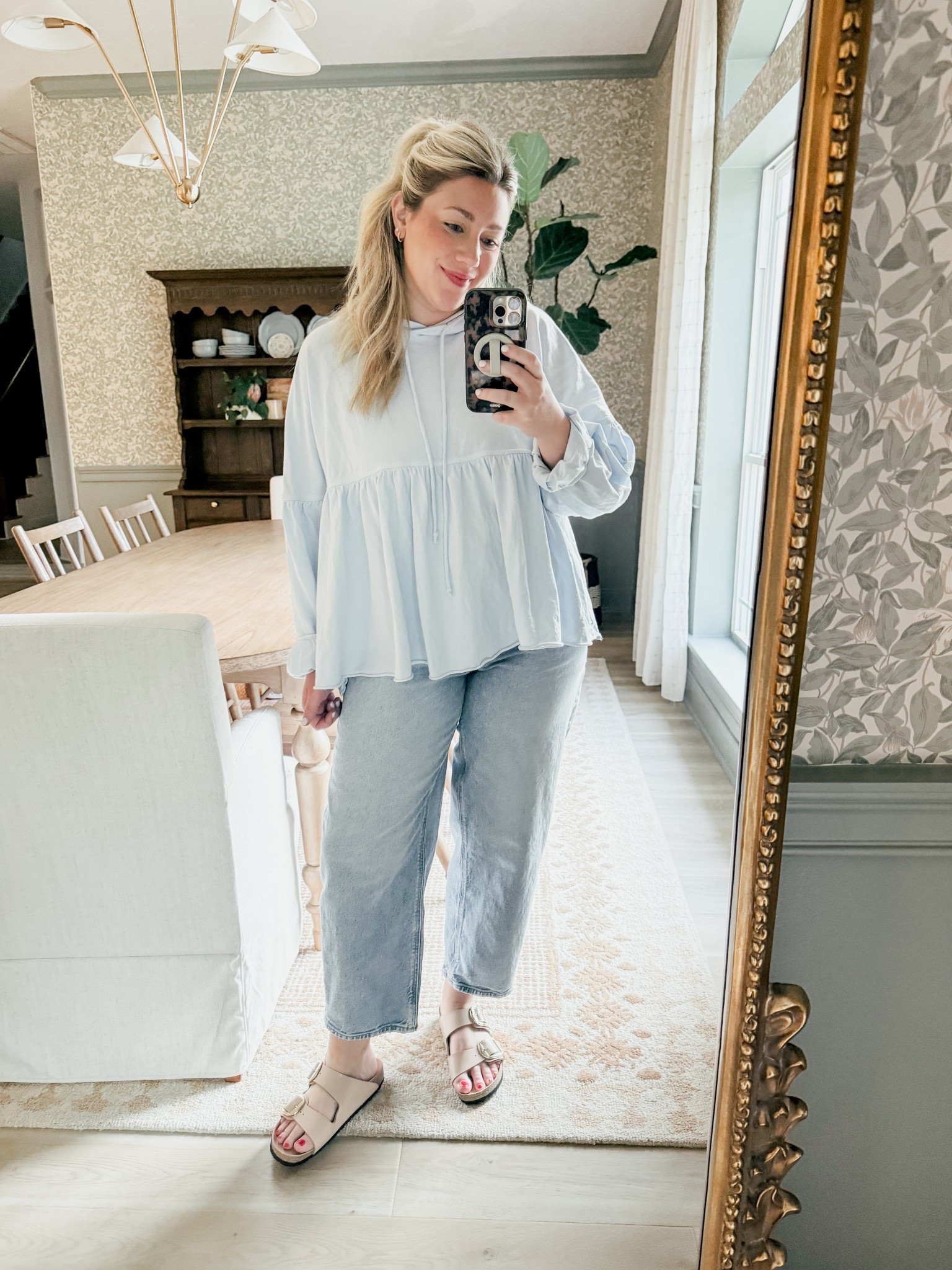 Headed to Bible class! 

Aerie American Eagle jeans barrel hoodie Birkenstocks sandals THEBLOOMINGNEST 

#LTKSaleAlert #LTKOver40 #LTKMidsize