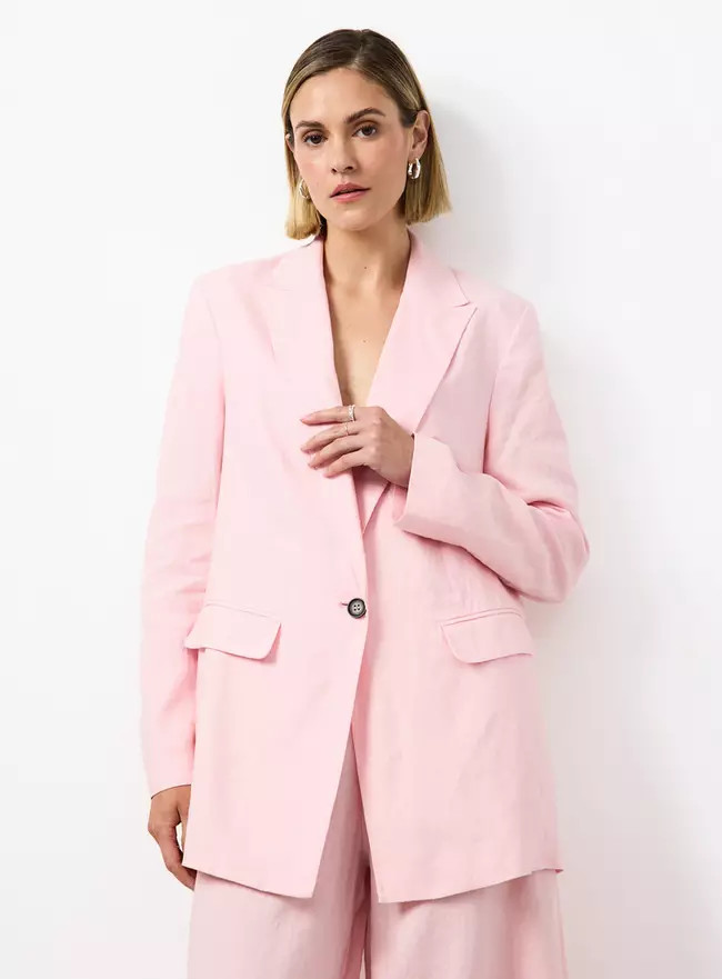 Buy Pink Linen Longline Blazer 12 | Blazers | Tu | Tu Clothing