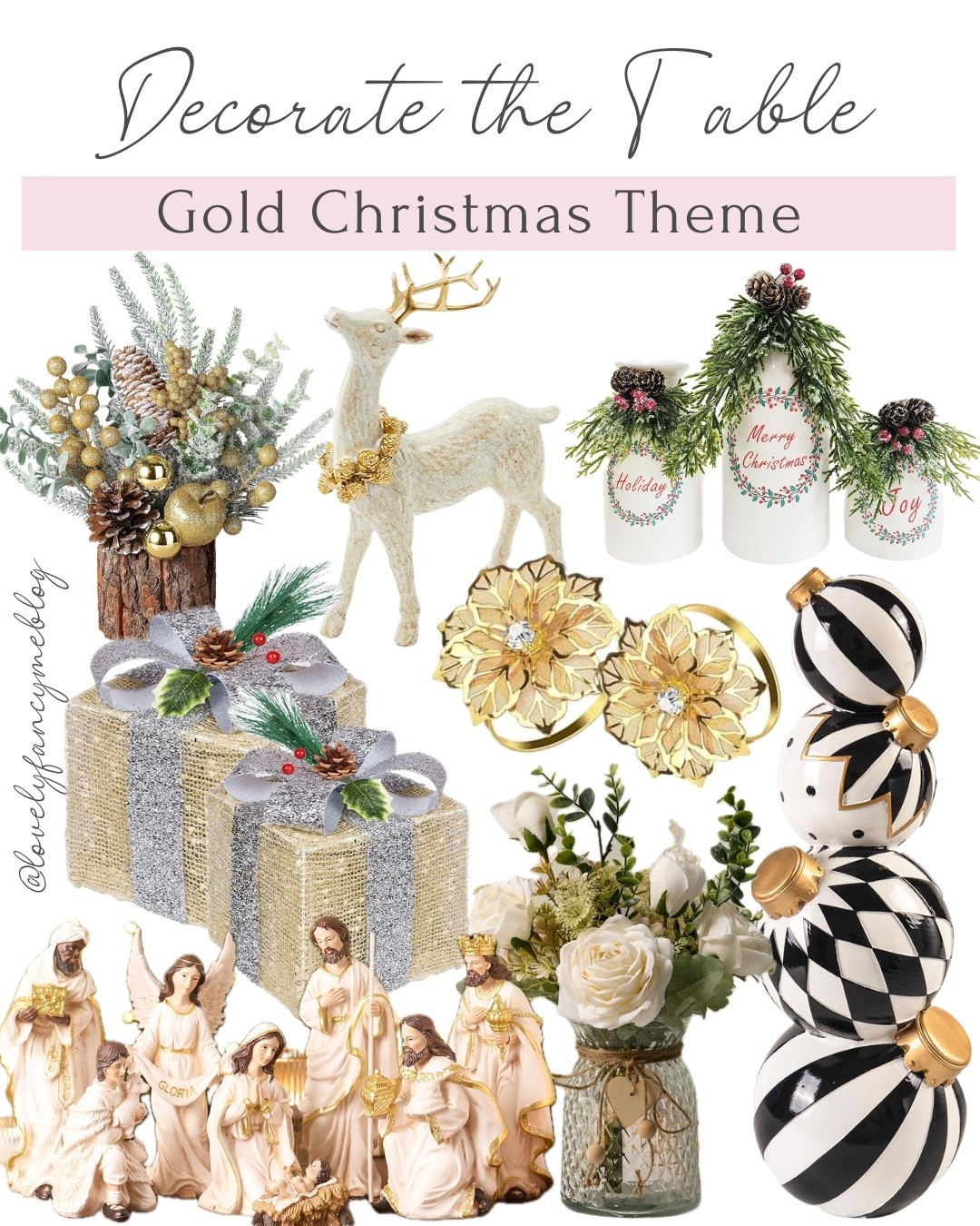 Christmas is coming to town and online shopping! Shop here the cutest Christmas decorations with a white and gold theme! All under $100

gift ideas / Gifts for her / gift guide for her winter outfits / gold Christmas decor/ gold deer / snow deer / gold Christmas tree / Mackenzie childs dupe / magnolia flowers / snowflakes / Christmas table runner / Christmas table setting / Christmas table decor / elegant Christmas / Christmas throw pillow / santa sleigh / nacimento / birth of jesus / santa claus / winter fashion 2025 / winter outfits 2025 /cold winter outfits women / winter outfit inspo / winter outfit ideas / Christmas home decor / Christmas table setting / Christmas plates / Christmas tree / winter outfit inspirations / cute winter outfits / casual winter outfits / winter fashion 2025 / winter fashion trends / womens winter fashion / edgy winter fashion / early winter outfits / winter transition / Neutral fashion / neutral outfit / Clean girl aesthetic / clean girl outfit / Pinterest aesthetic / Pinterest outfit / that girl outfit / that girl aesthetic / winter outfits amazon / amazon winter outfits / winter fashion amazon / winter fashion 2025 amazon / amazon christmas finds / winter amazon finds / amazon womens winter  fashion / amazon winter/ amazon home decor / amazon finds / bow / girly finds / pink christmas / traditional Christmas / gold Christmas / silver Christmas #LTKChristmas #LTKWinter #winterwonderland #Christmas #newyears #christmastree #pink #gold #silver #home #homedecor 

#LTKHome #LTKGiftGuide #LTKHoliday