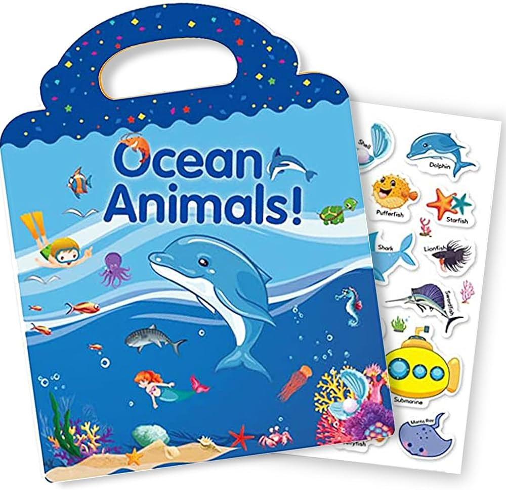Reusable Sticker Book for Kids, Ocean Stickers Educational Learning Toys Travel Stickers Activity... | Amazon (US)
