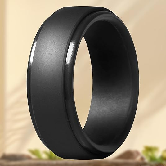 Men's Active Lifestyle Silicone Wedding Rings - Durable Step-Edge Design with All-Day Comfort for... | Amazon (US)