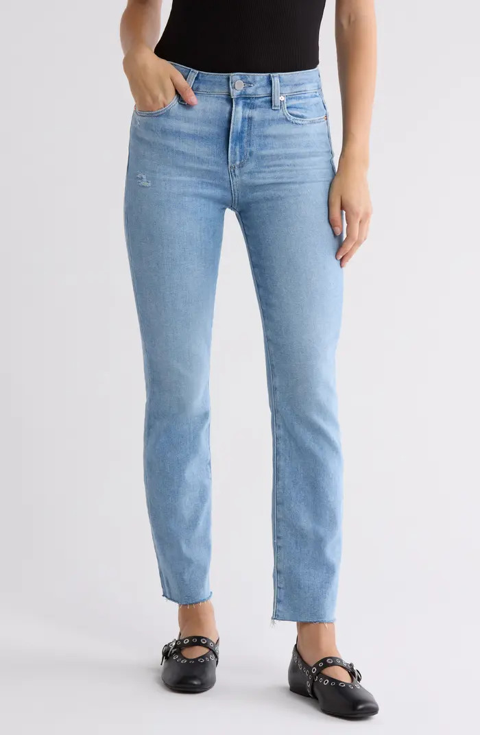 Cindy High Waist Raw Hem Ankle Straight Leg Jeans | Nordstrom