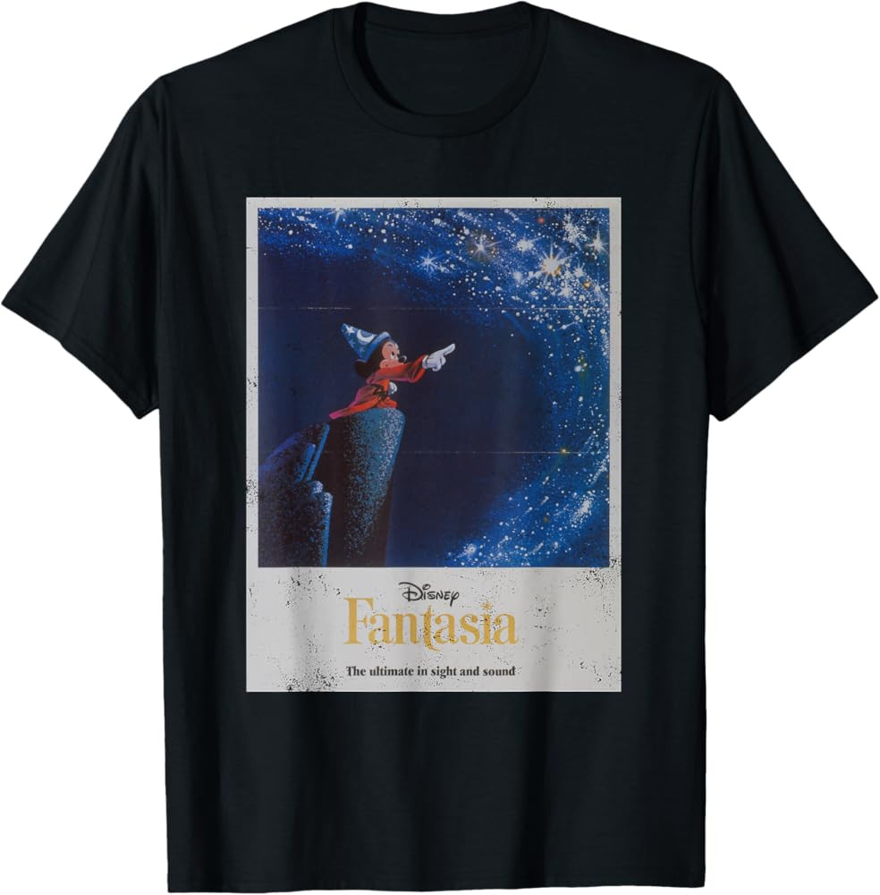 Disney Mickey Mouse Fantasia Retro Poster T-Shirt | Amazon (US)