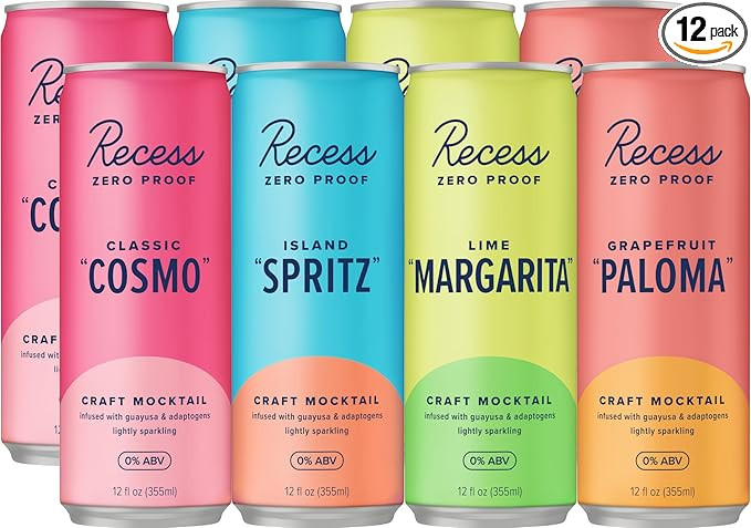 Recess Zero Proof Craft Mocktails, Alcohol Free Drinks, With Adaptogens, Non-Alcoholic Beverage R... | Amazon (US)