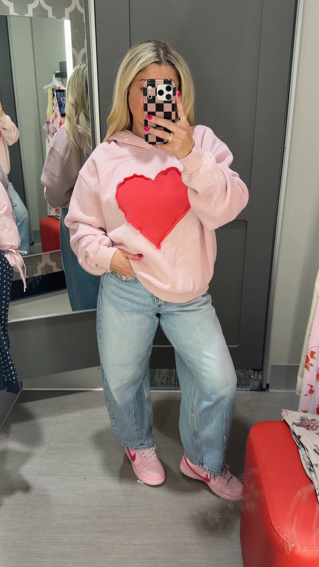 Valentine’s Day outfit 
Heart hoodie is the softest! M
Barrel jeans size 6
Nike pink dunks 
Target outfit 

#LTKFindsUnder100 #LTKFindsUnder50 #LTKootd