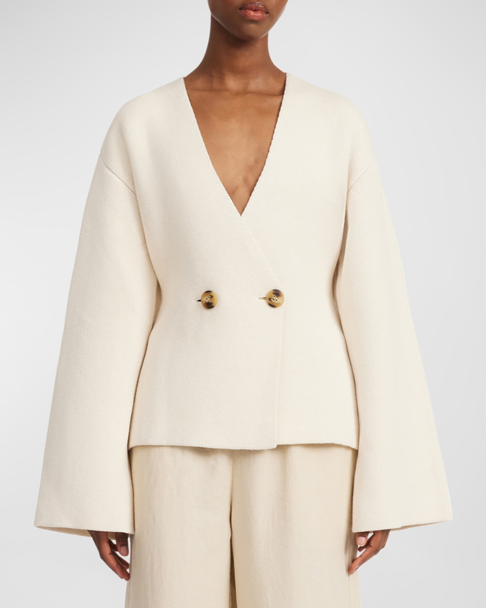 By Malene Birger Tinley Ribbed Double-Breasted Sweater | Neiman Marcus