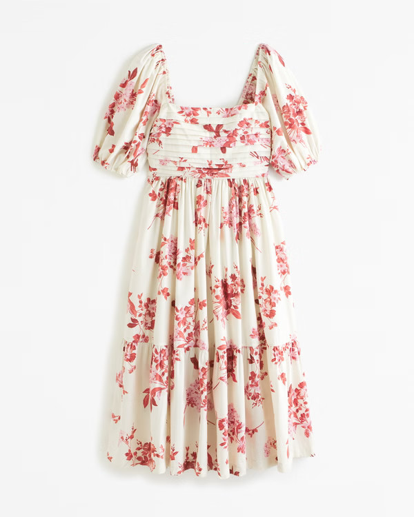 Emerson Poplin Puff Sleeve Midi Dress | Abercrombie & Fitch (US)