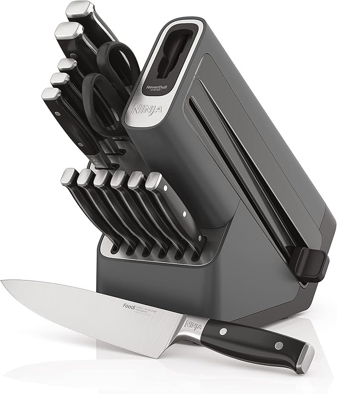 Ninja Knife Set, Knife Sharpener, Knife Block Set, Stainless Steel Knives, 14 Piece Set, Steak Kn... | Amazon (US)