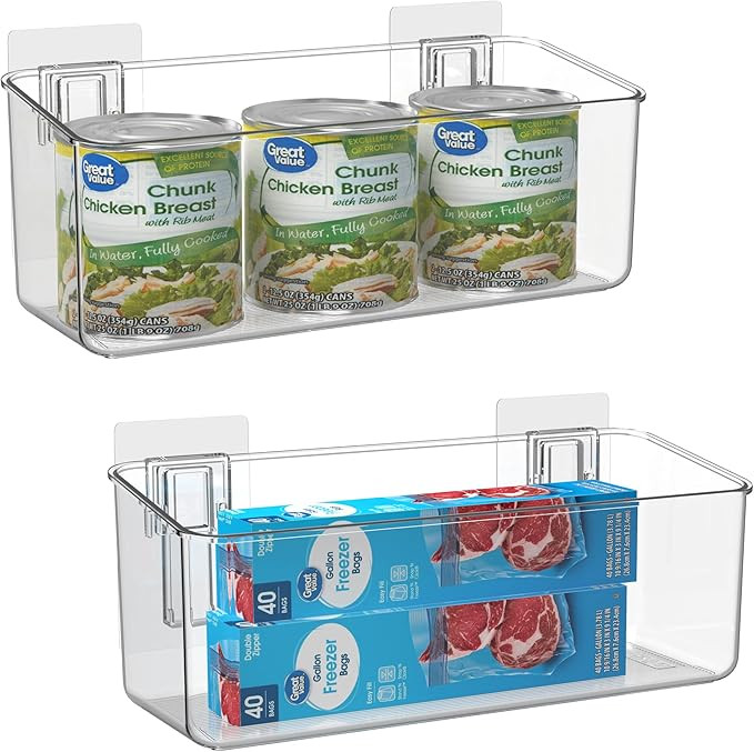 vacane 2 Pack Plastic Adhesive Mount Over Cabinet Door Organizer, Wall Organization Container Mak... | Amazon (US)