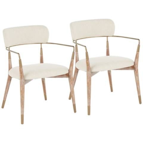 Savannah White Washed Wood Modern Dining Chairs Set of 2 - #936T0 | Lamps Plus | Lamps Plus