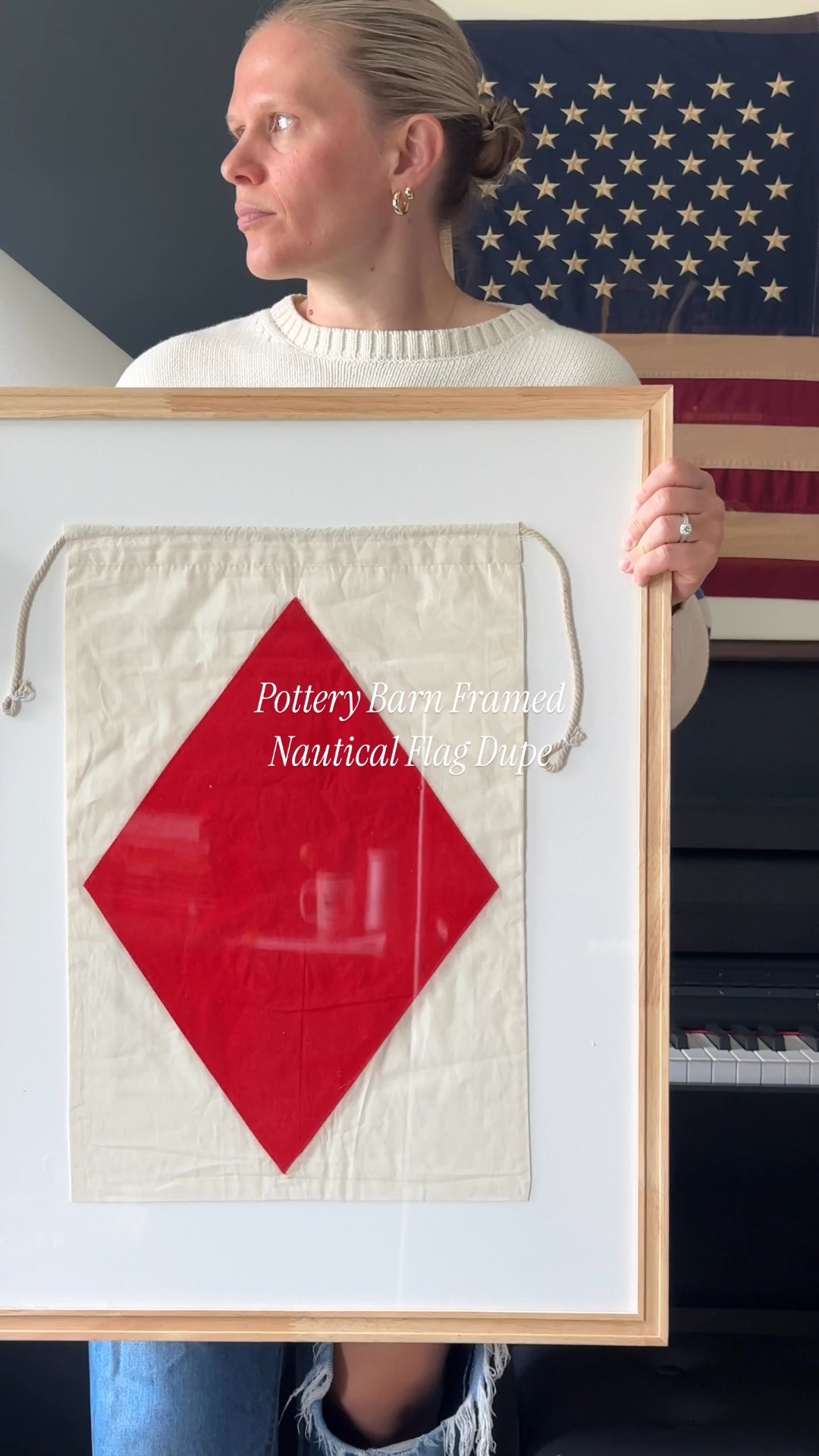 This is the easiest home decor hack/dupe I’ve ever done—  When I was putting together my son’s room I really wanted a framed nautical flag but all I could find was one on pottery barn for $250 🫠 I found these nautical flags on Amazon. This flag represents the letter “F” for his middle initial, but there’s a flag for every letter! I grabbed a large frame from target. Filled the opening of the matte area with some cardboard/paper and just placed the flag right over the matte. You could use glue dots to keep the flag in place, but the frame backing was tight enough for mine to keep it from slipping.

#americana #nautical #nauticalart #nauticalstyle #coastaldecor #coastalart #homedecor #homedecorideas #homedecorating #homedecoratingideas #interiordecoration #interiordecor #interiordecorating #patrioticdecor #patrioticstyle #summer #summerdecor #timelessdecor #marthastewart #marthastewartliving #homedecorhacks #homehacks #pinterest #pinterestaesthetic #newengland #eastcoast #southernliving #timelessdesign #interiordesign 

#LTKHome #LTKSummerEdit #LTKSeasonal