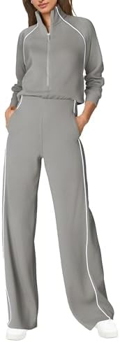 SENSERISE Womens Jumpsuits Casual Long Sleeve One Piece Jumpsuit Wide Leg Mock Neck Airport Trave... | Amazon (US)