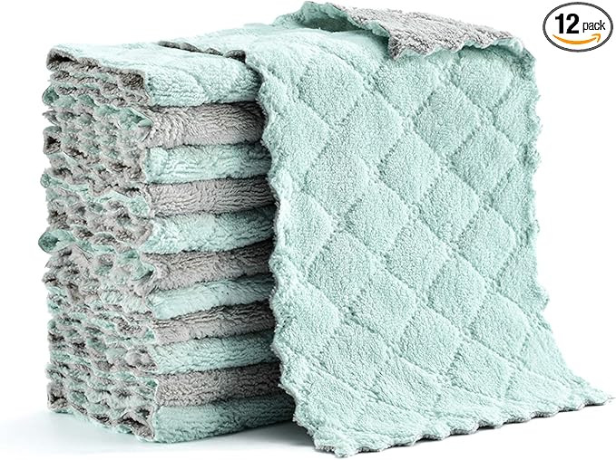 Hypermotion Microfiber Cleaning Cloth, Kitchen Towels, Double-Sided Microfiber Towel Lint Free Hi... | Amazon (US)