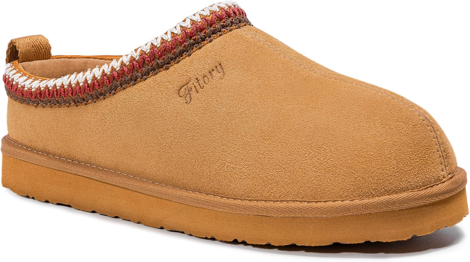 FITORY Women's Suede Slipper, Flat Slip On House Shoes with Faux Fur Lining Indoor Outdoor Short ... | Amazon (US)