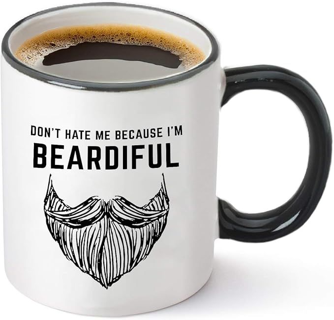 Don't Hate Me Because I'm Beardiful Coffee Mug - Funny Beard Gift For Him – Birthday or Christm... | Amazon (US)