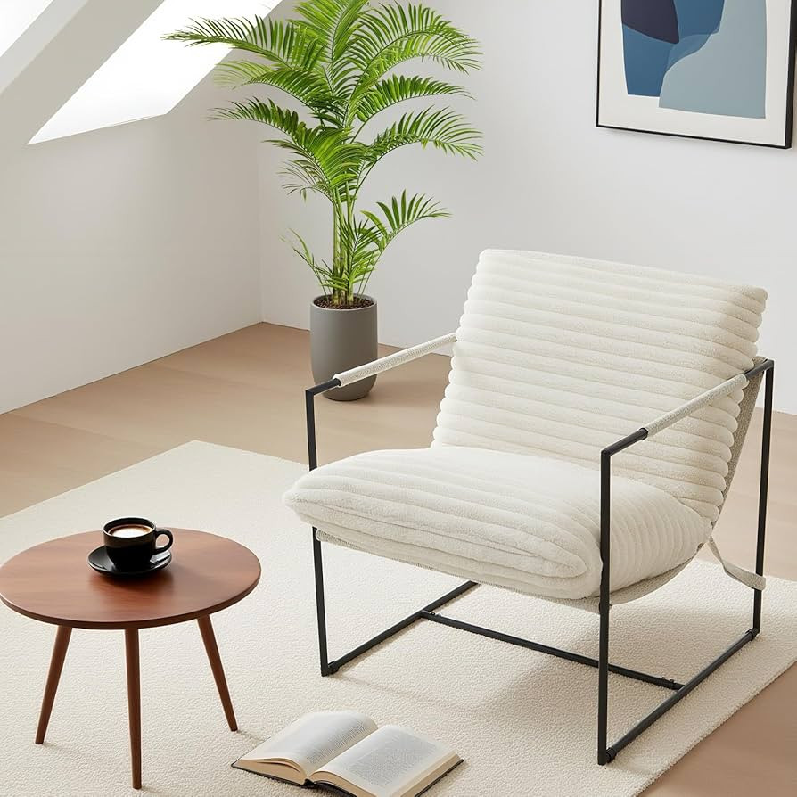 Sling Accent Chair with Metal Frame,Modern Comfy Living Room Chair,Upholstered Reading Chair with... | Amazon (US)
