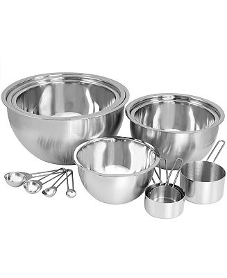 14 Piece Stainless Steel Measuring Cup and Spoon Set with Mixing Bowls | Macy's