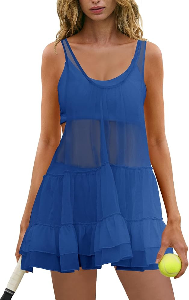 Panadila Womens 3 Piece Sets Mesh Workout Dress Athletic Sets | Amazon (US)