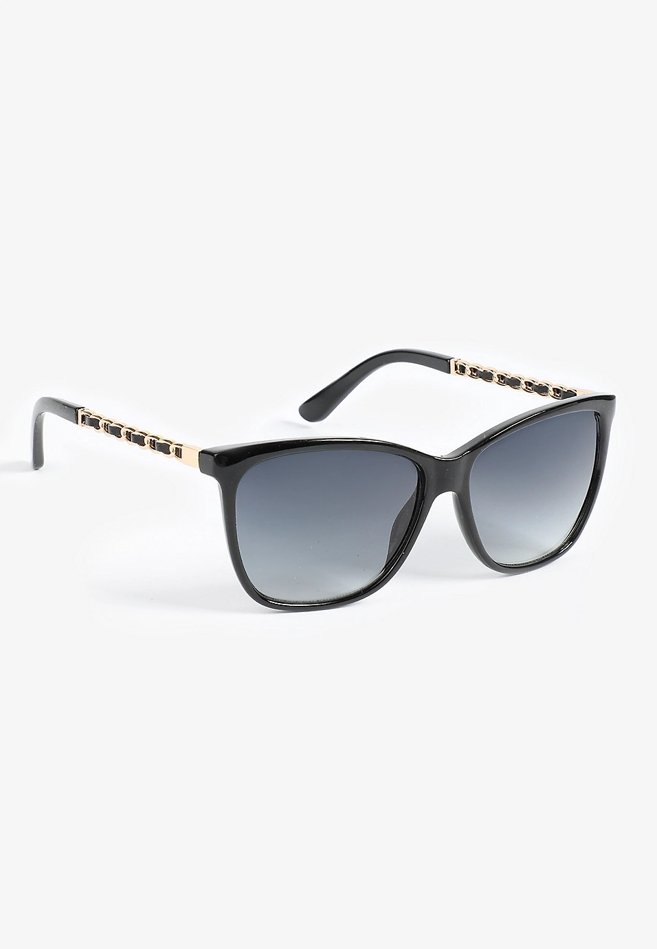 Black And Gold Chain Link Cat Eye Sunglasses | Maurices