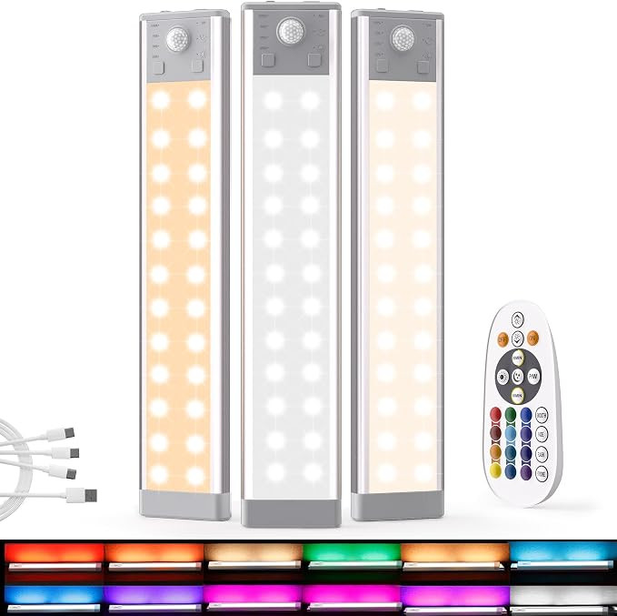 Rechargeable Motion Sensor Under Cabinet Lights, White 3-Pack | Amazon (US)