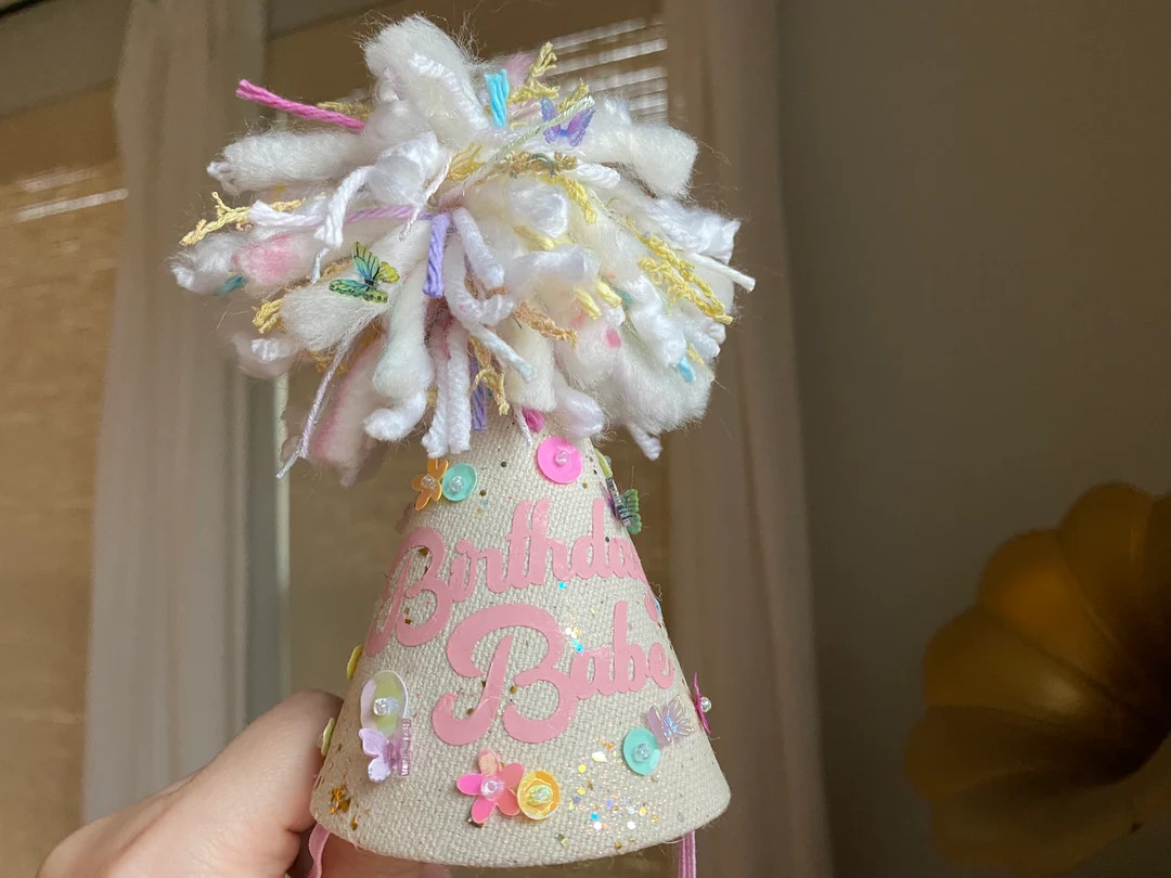 Canvas Pastel Butterfly Birthday Babe Birthday Hat Whimsical - Etsy | Etsy (US)